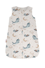 Sacco nanna estivo 0.5 tog leggero beige fantasia whale con narvali tartarughe luna e stelle, sacco sleeping fresco per neonati estate