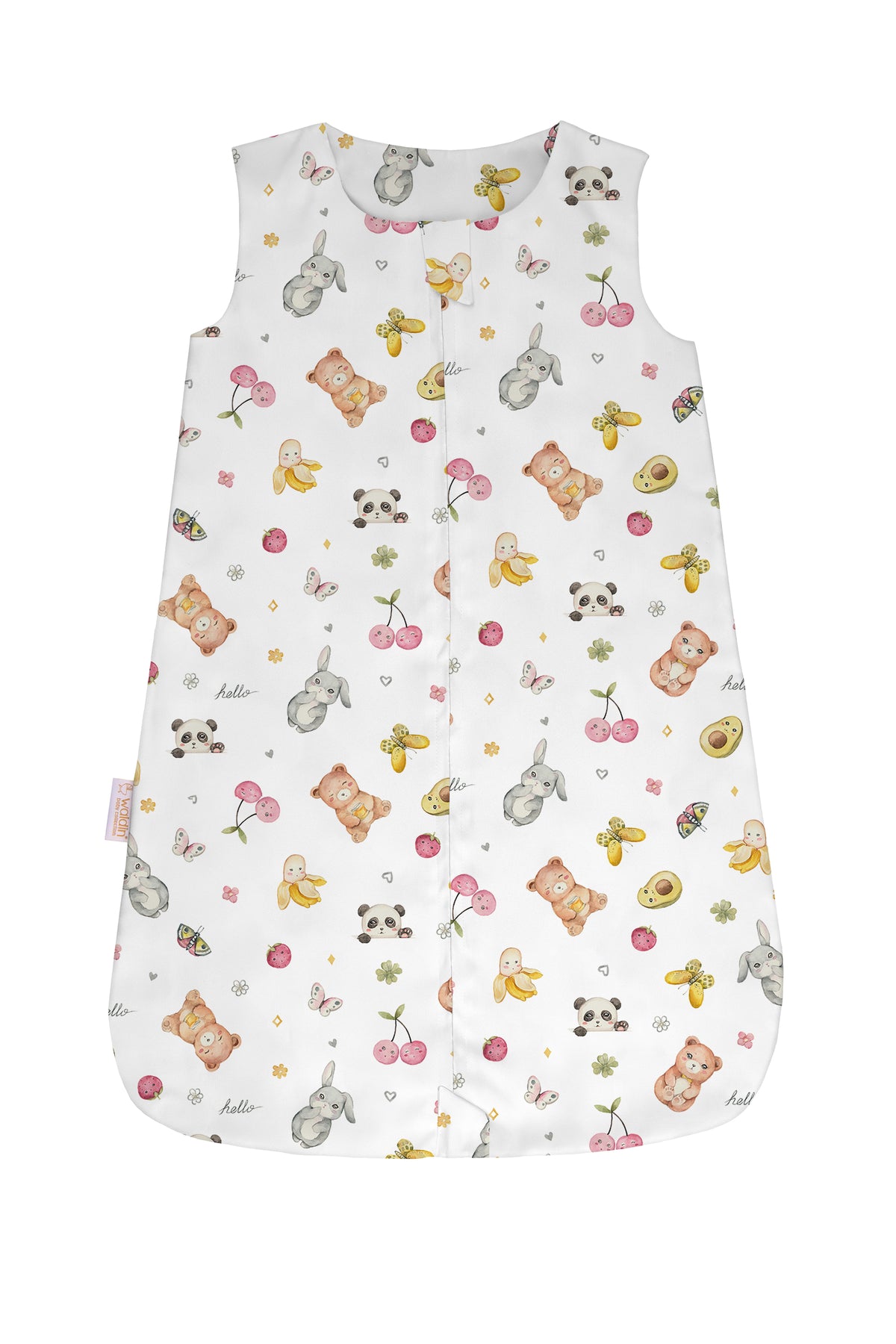 Sacco nanna estivo 0.5 tog bianco fantasia candy cute con panda coniglietti e orsetti, sacco sleeping leggero per neonati estate