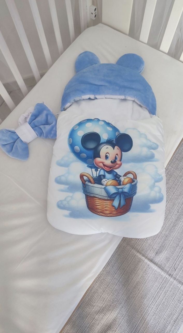 Sacco nanna impermeabile con Mickey Topolino per neonato, cucito a mano, in pronta consegna