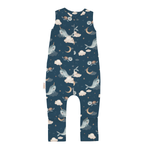 Sacco nanna con piedini blu notte stampa narvali e tartarughe cotone bambino