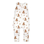Sacco nanna invernale con piedini bianco panna stampa orsetti e foglie 2.5 tog per bambini