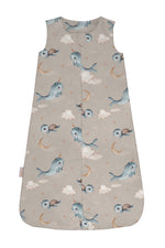 Sacco nanna estate 0.5 tog beige scuro con stampa narvali tartarughe e stelline, sacco sogno cotone leggero bambino