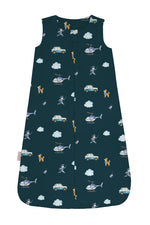 Sacco nanna estate 0.5 tog blu scuro con stampa poliziotti macchine e elicotteri, sacco sogno cotone leggero neonato maschio
