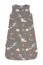 Sacco nanna estate 0.5 tog marrone con stampa narvali tartarughe e stelline, sacco sogno cotone leggero bambino