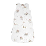 Sacco nanna estate 0.5 tog bianco con stampa pecorelle sulle nuvole luna e stelline, sacco sogno cotone leggero bambino