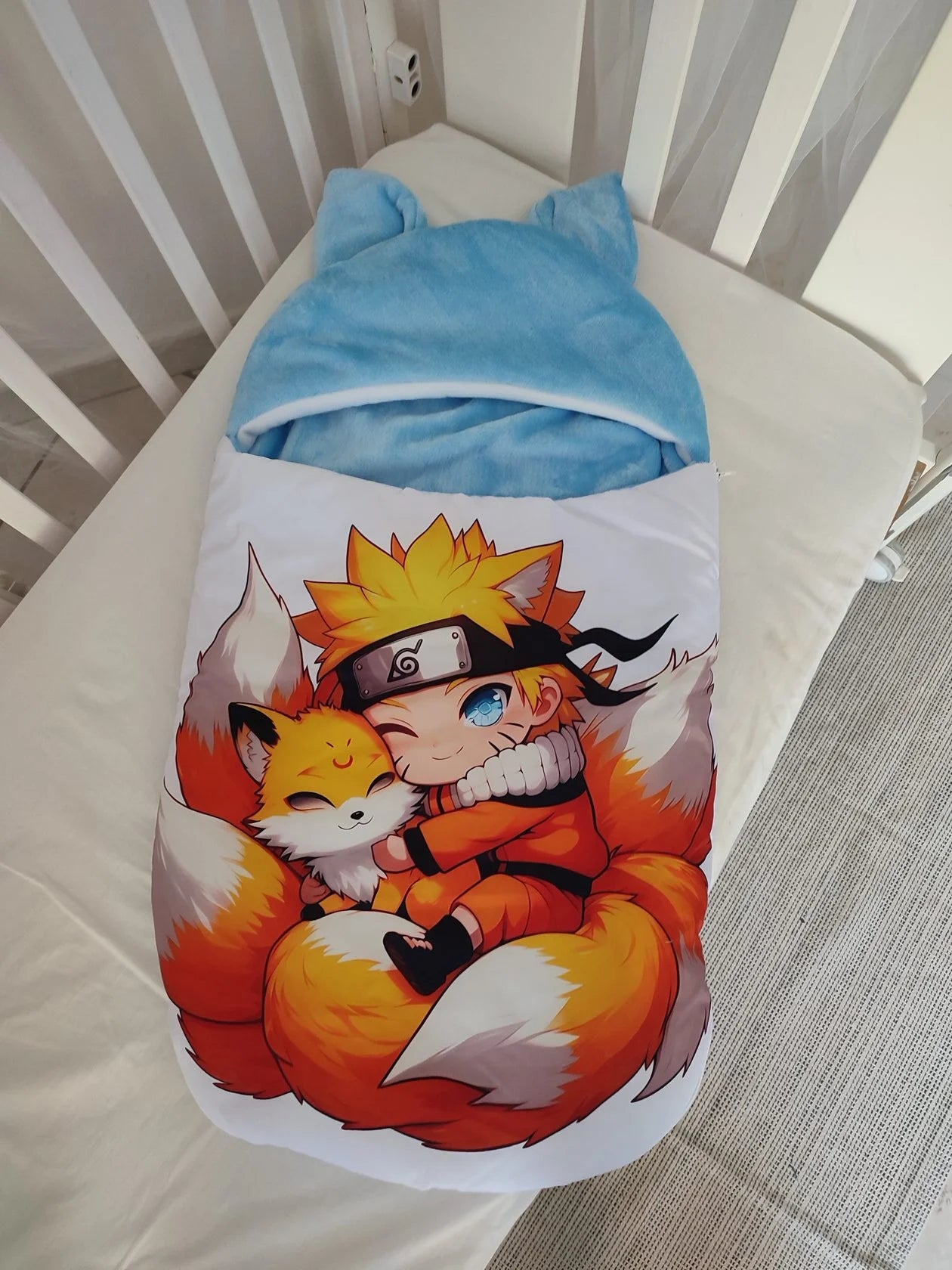 Sacco nanna neonato ninja pile antivento, cappuccio orecchiette, compatibile passeggino ovetto lettino, due cerniere laterali fatto a mano
