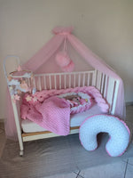 Cuscino allattamento gravidanza bianco stelle champagne bordo rosa baby – set corredo neonata 
