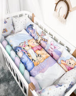 Set paracolpi a treccia per lettino neonato e cuscini sfoderabili a tema Winnie the Pooh per culla bimbo