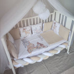 Set Paracolpi Lettino Culla a Treccia e Cuscini Sfoderabili Bambi e Tamburino - universo del bambino