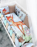 Set Paracolpi Lettino Culla a Treccia e Cuscini Sfoderabili Bambi e Tamburino - universo del bambino