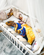 Set Paracolpi Lettino Culla a Treccia e Cuscini Sfoderabili Bella e La Bestia - universo del bambino