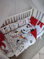 Set Paracolpi Lettino Culla a Treccia e Cuscini Sfoderabili Carica del 101 Rosso - universo del bambino
