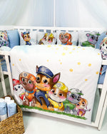 Set Paracolpi Lettino Culla a Treccia e Cuscini Sfoderabili Paw Patrol - universo del bambino
