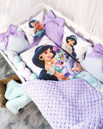 Set Paracolpi Lettino Culla a Treccia e Cuscini Sfoderabili Principessa Disney Jasmine - universo del bambino
