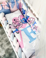 Set Paracolpi Lettino Culla a Treccia e Cuscini Sfoderabili Stitch ed Angel Love - universo del bambino