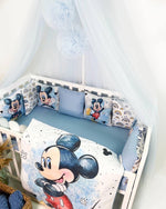 Set Paracolpi Lettino Culla a Treccia e Cuscini Sfoderabili Topolino Mickey Mouse - universo del bambino