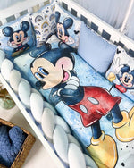 Set Paracolpi Lettino Culla a Treccia e Cuscini Sfoderabili Topolino Mickey Mouse - universo del bambino