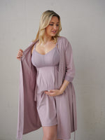 Coordinato vestaglia e camicia da notte Soft&Lace ametista, allattamento