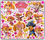 Stickers murali per bambini con Skye e Chase di Paw Patrol, stelline fucsia e farfalle dorate per cameretta