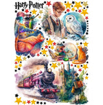 Kit di adesivi da muro con il treno Espresso di Hogwarts, Harry Potter, libri di magia e gatti magici, stile artistico per cameretta.