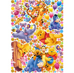 Adesivi da muro Winnie the Pooh con aquilone giallo, farfalle colorate e palloncini, kit vivace in stile cartoon.