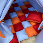 Tenda tipi/teepee/wigwam bambini  Azzurro/celeste, dipinta a mano tema topolino cartone animato, personalizzata con nome, materassino imbottito, cuscino e pali pieghevoli inclusi