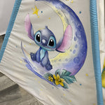 Tenda giochi bambini cotone dipinta a mano tema alieno blu personalizzata con nome