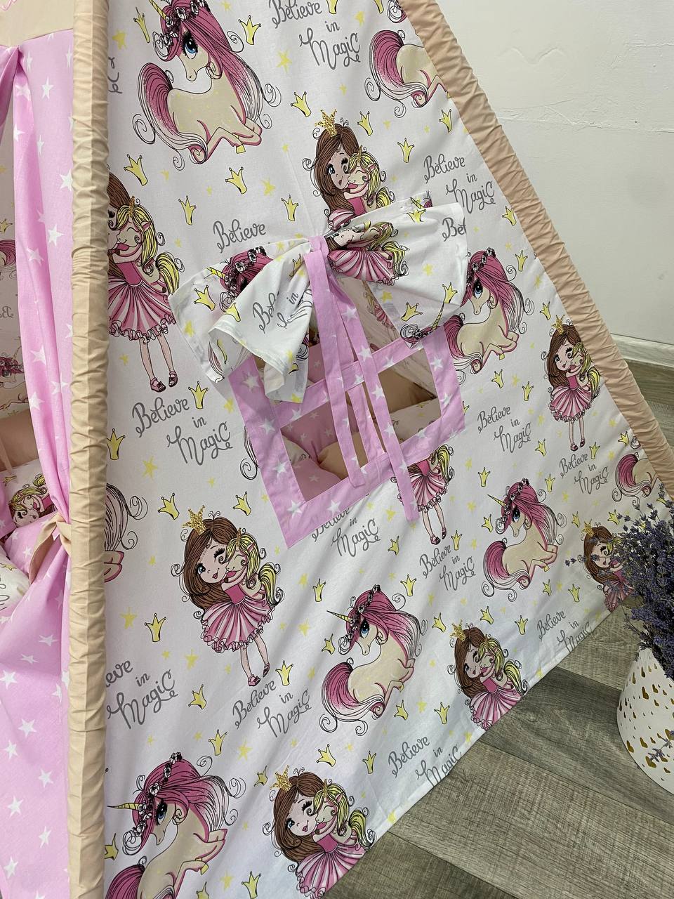 tenda giochi fantasia unicorni principesse con finestra laterale