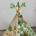 tenda teepee bambini cotone dipinta a mano tema savana leoncino personalizzata con nome tappeto imbottito struttura legno pieghevole cameretta