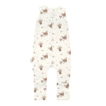 Tutina sacco nanna senza maniche con piedini in cotone champagne stampa apine acquerello bambino 1-4 anni