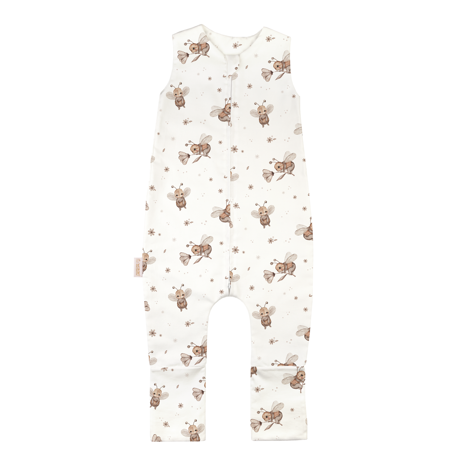 Tutina sacco nanna senza maniche cotone off-white stampa apine acquerello taglia M