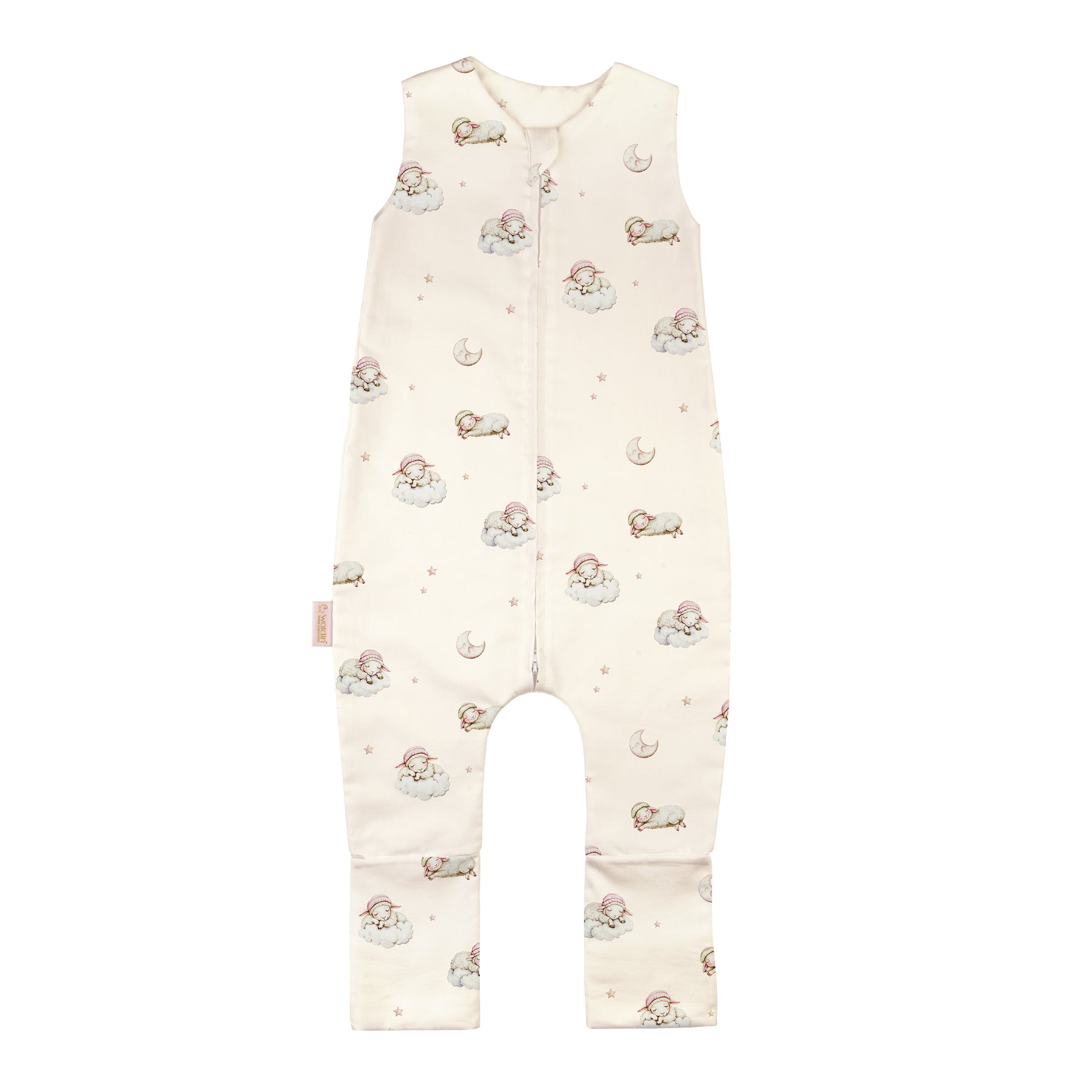 Tutina sacco nanna senza maniche cotone champagne stampa pecorelle nuvole stelle per bambini 0.5 TOG