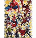 Adesivi murali con gli Avengers Marvel Spider-Man Iron Man Hulk Thor tra stelle oro e nere per cameretta bambino