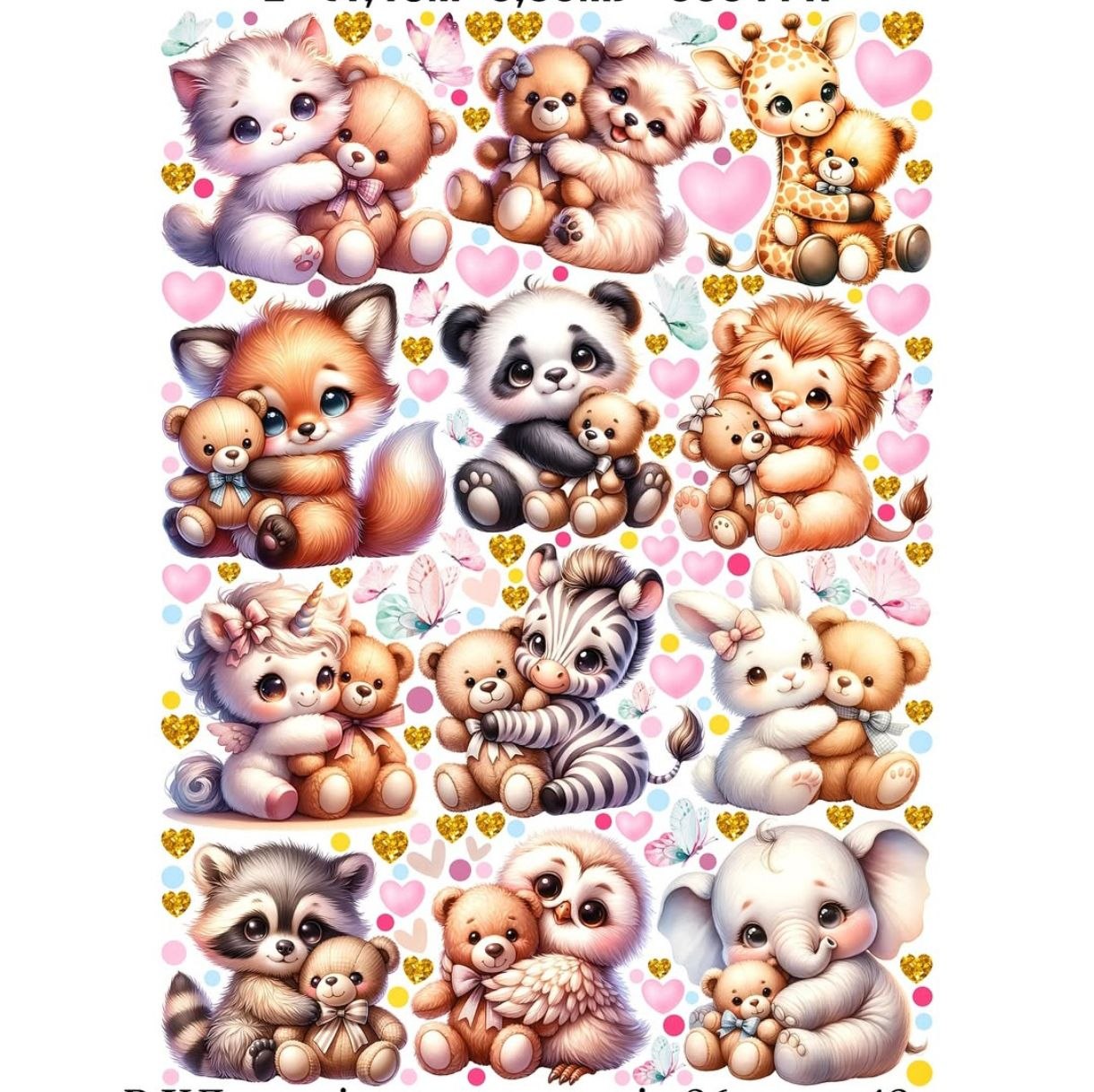 Wall sticker cameretta bimba animaletti kawaii gatto orsetto panda unicorno elefante cuori colorati staccabili personalizzabili