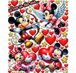 Wall sticker topolini innamorati cuori rossi e stelle dorate cameretta bambini, sticker staccabile