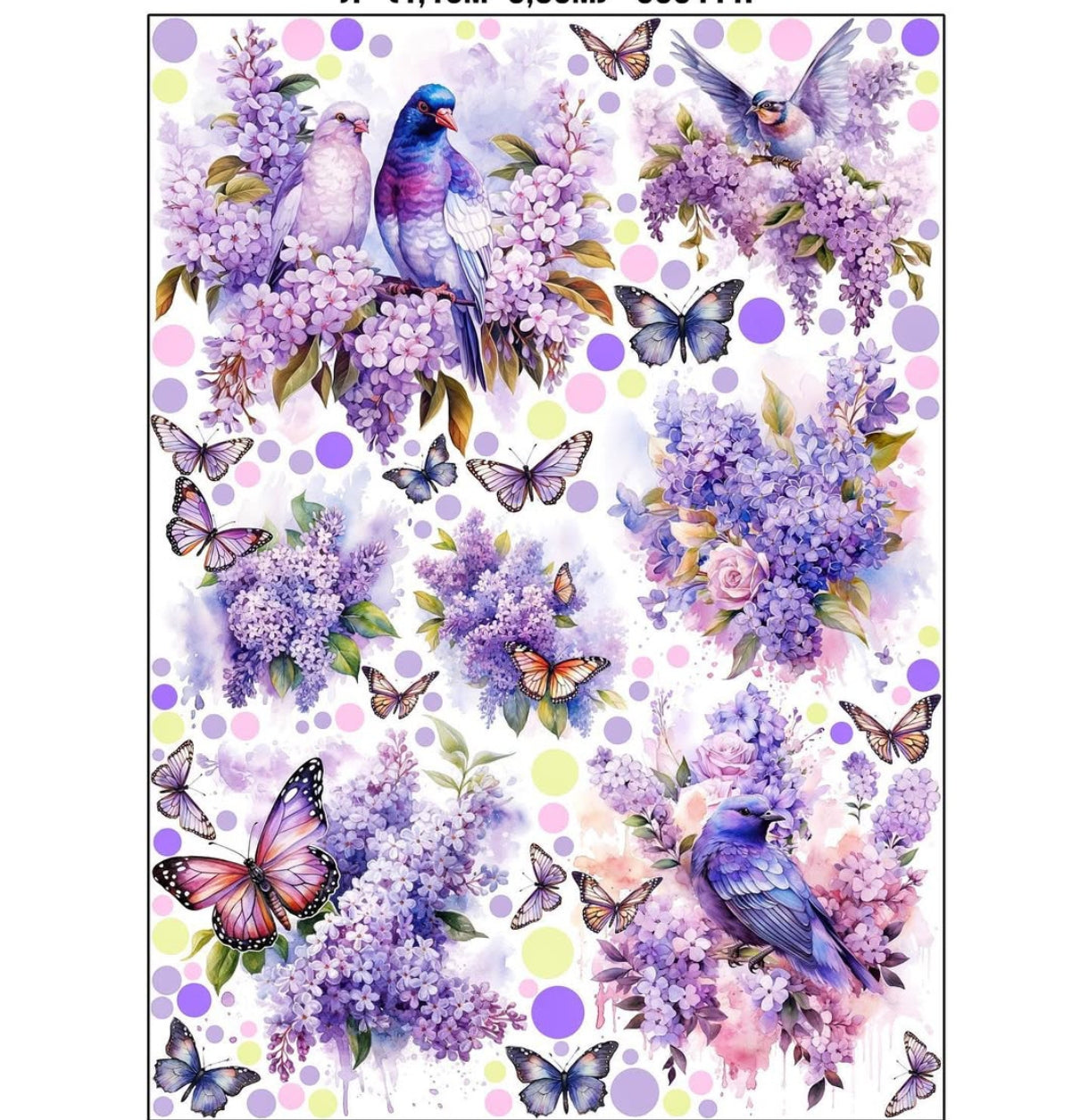 Adesivi murali lillà e uccellini acquerello con farfalle viola cameretta bambina, sticker rimovibile